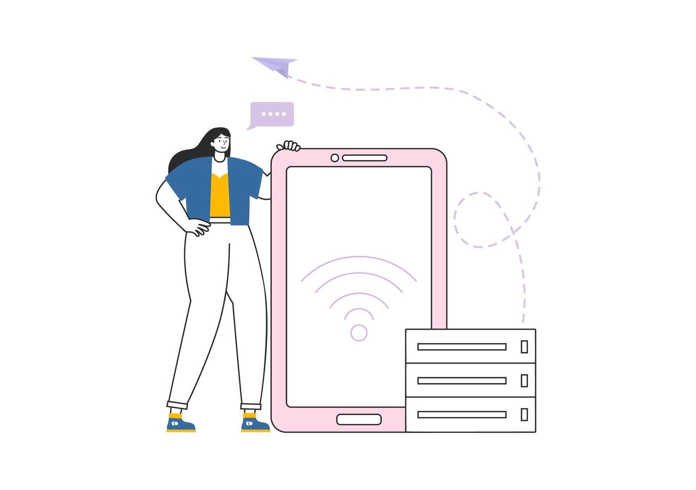Intranet Internet Network Connection Technology Illustration to Share Confidential Company Information and Website in Flat Cartoon Background vector