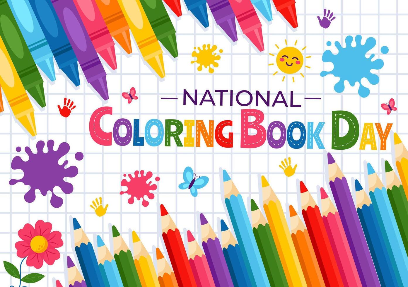 National Coloring Book Day Illustration for August 2nd featuring Colored Pencils or Crayons for Drawing in a Flat Style Cartoon Background vector