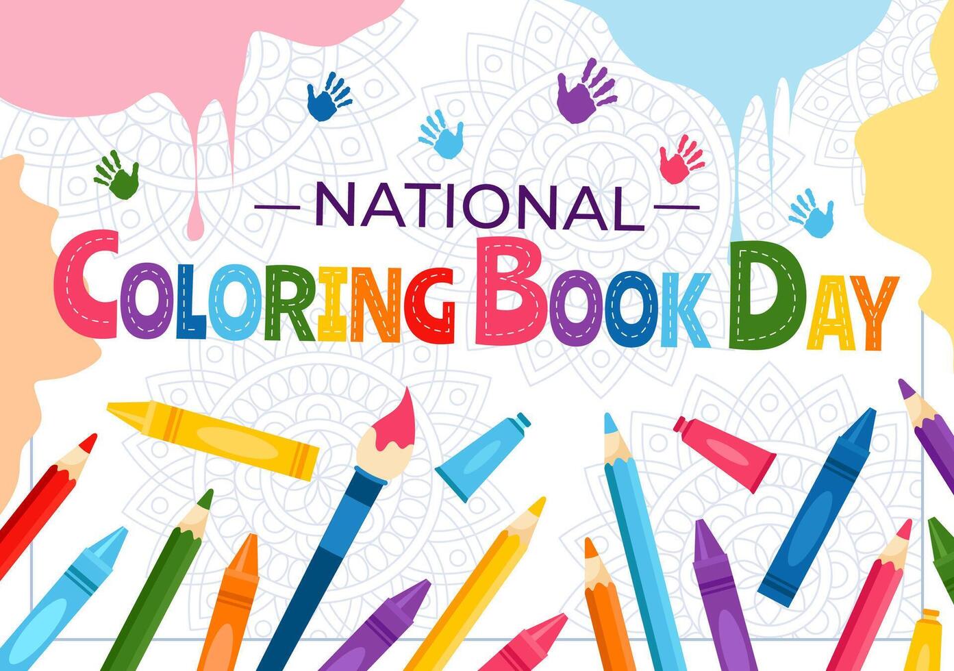 National Coloring Book Day Illustration for August 2nd featuring Colored Pencils or Crayons for Drawing in a Flat Style Cartoon Background vector