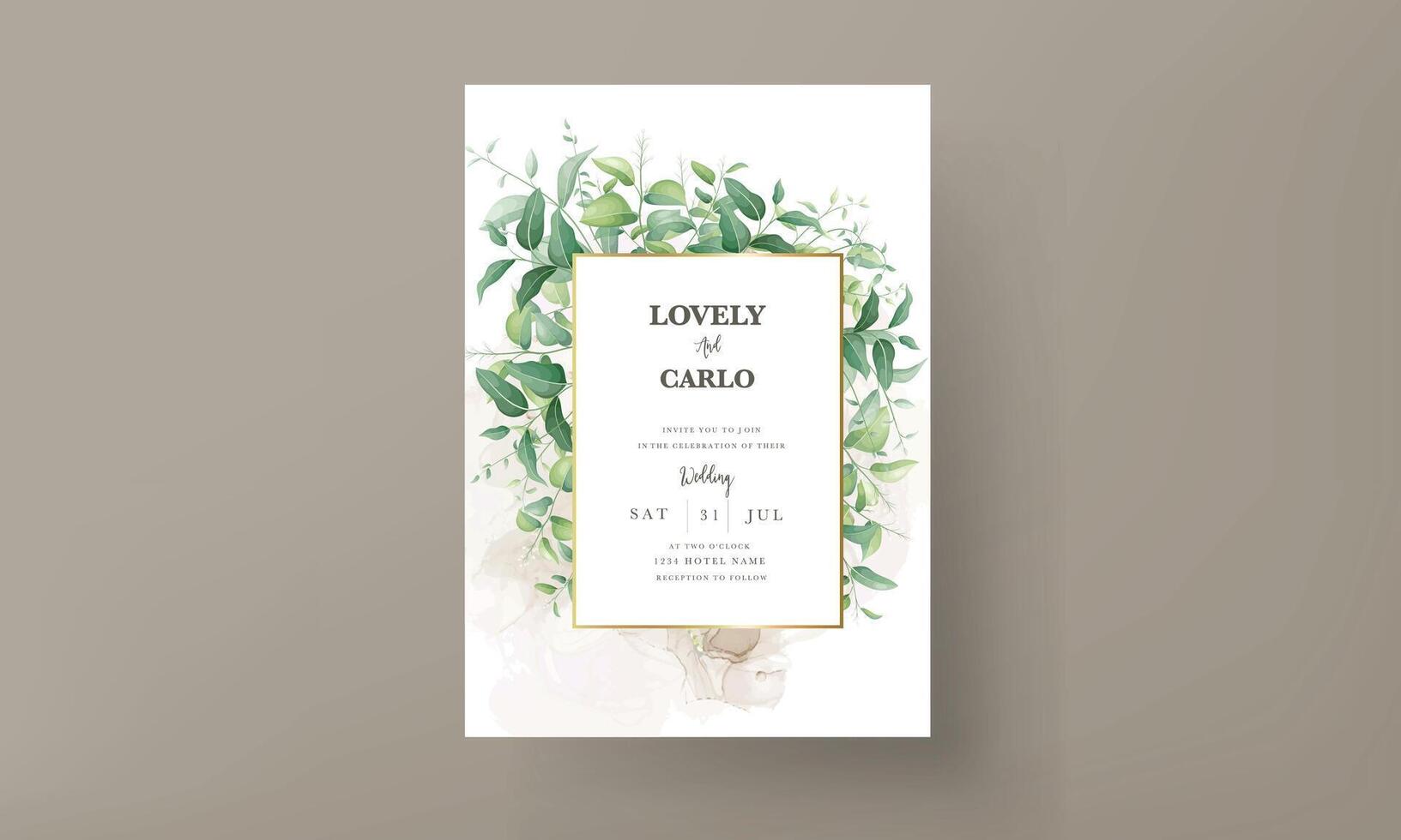 Beautiful foliage set for wedding invitation template design vector