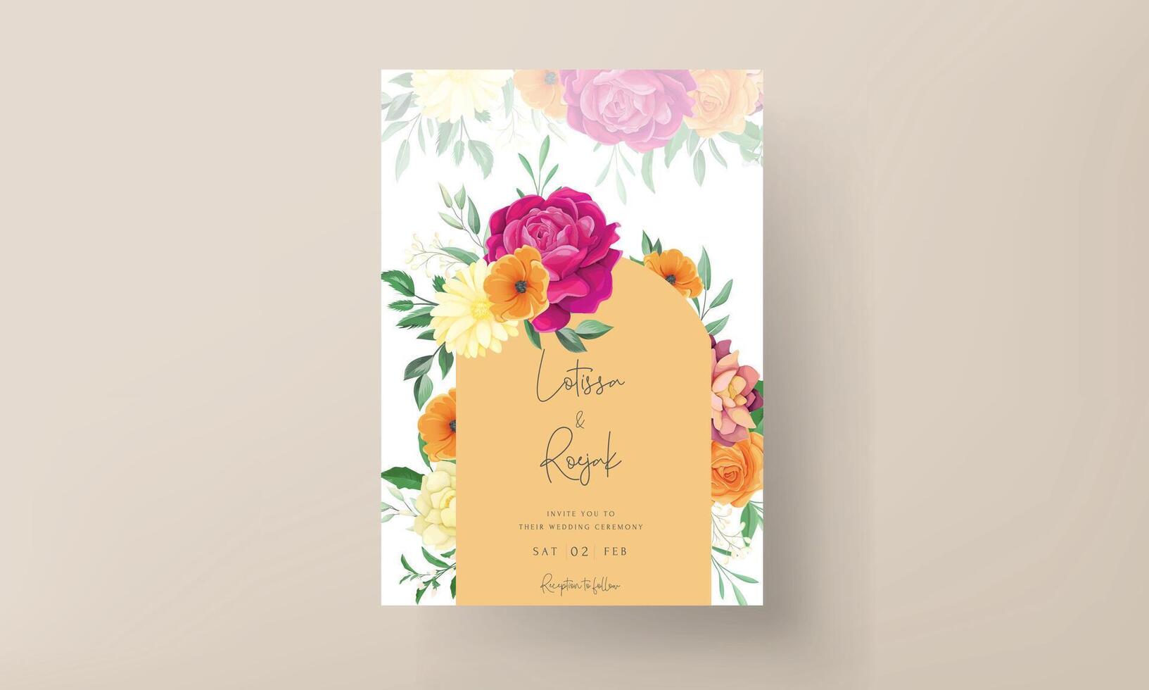 wedding invitation with beautiful flower floral frame vector