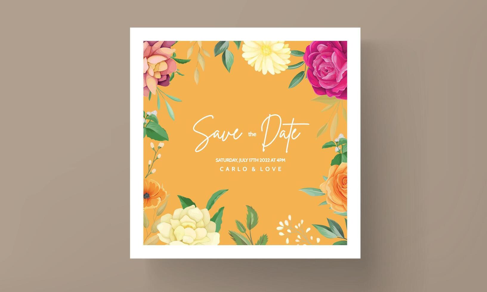 wedding invitation with beautiful flower floral frame vector