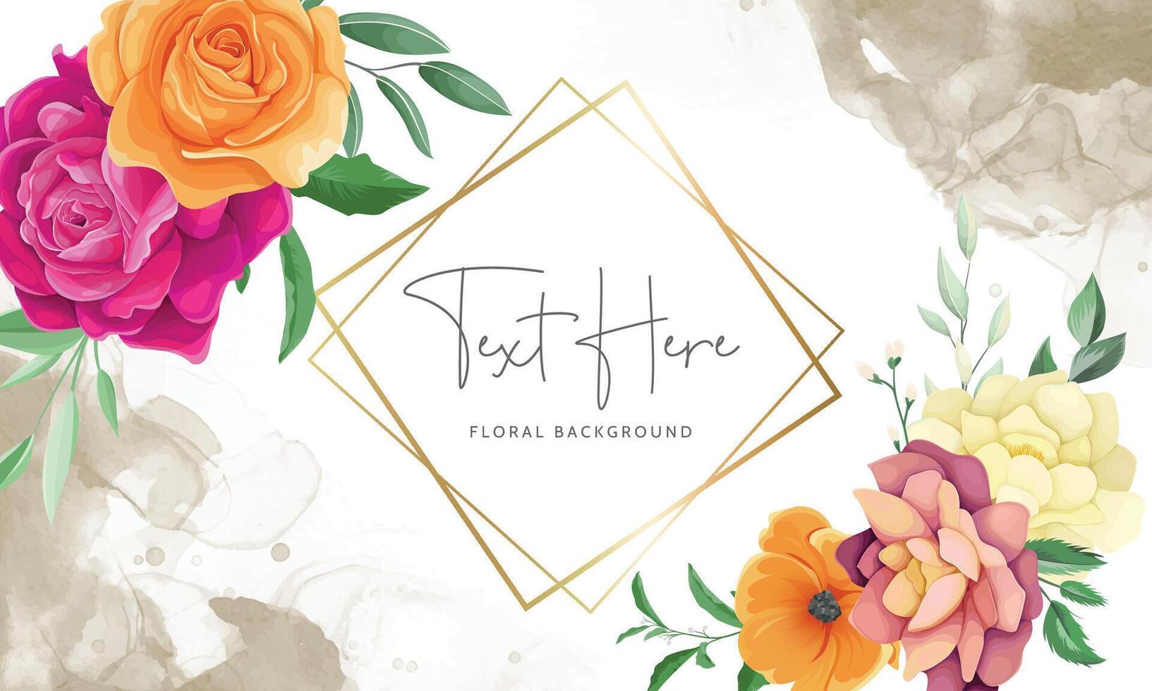 beautiful rose flower and greenery leaves floral background vector
