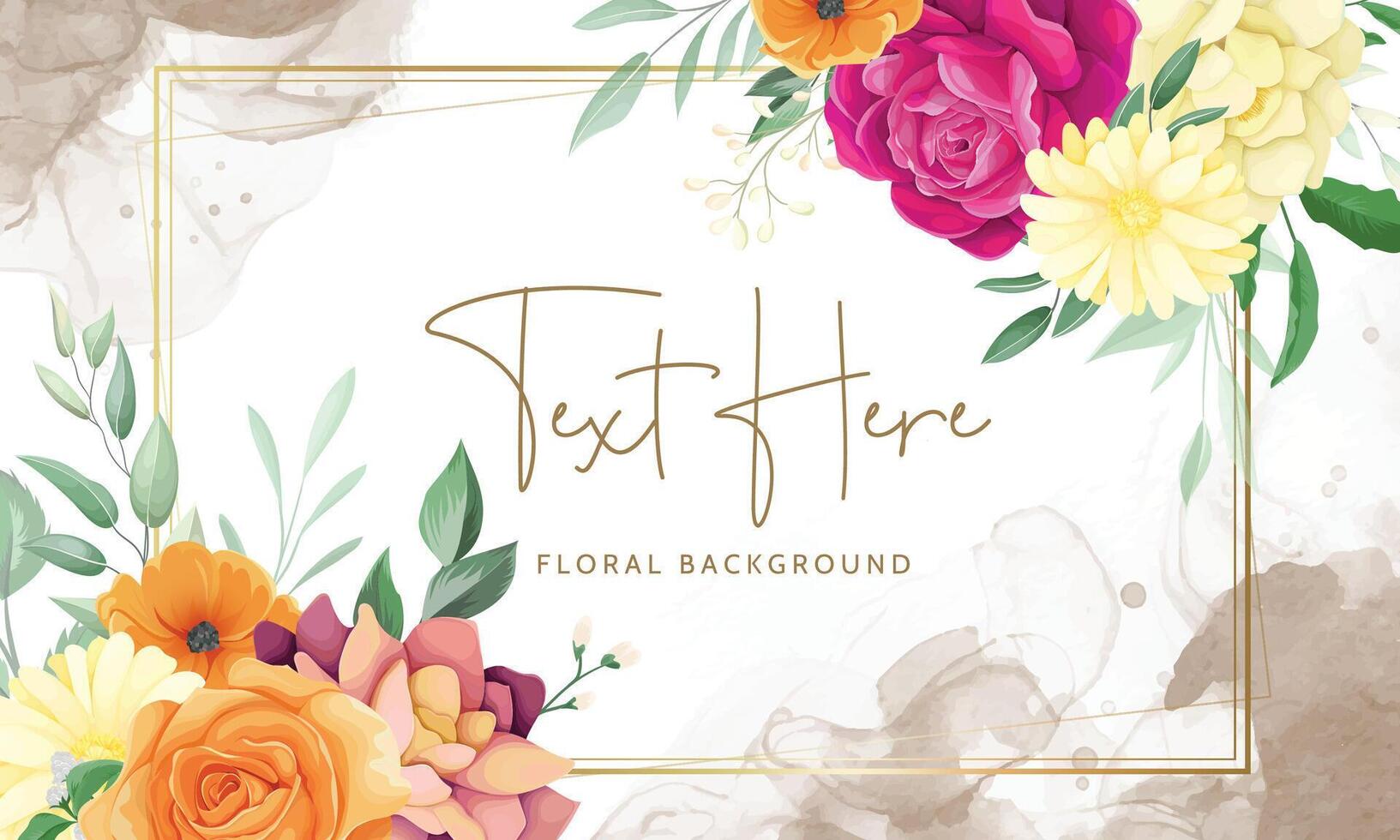 beautiful rose flower and greenery leaves floral background vector