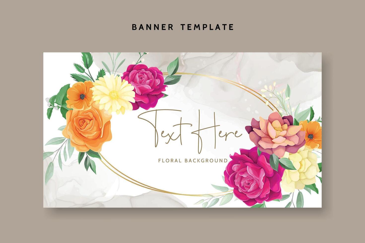 beautiful rose flower and greenery leaves floral background vector