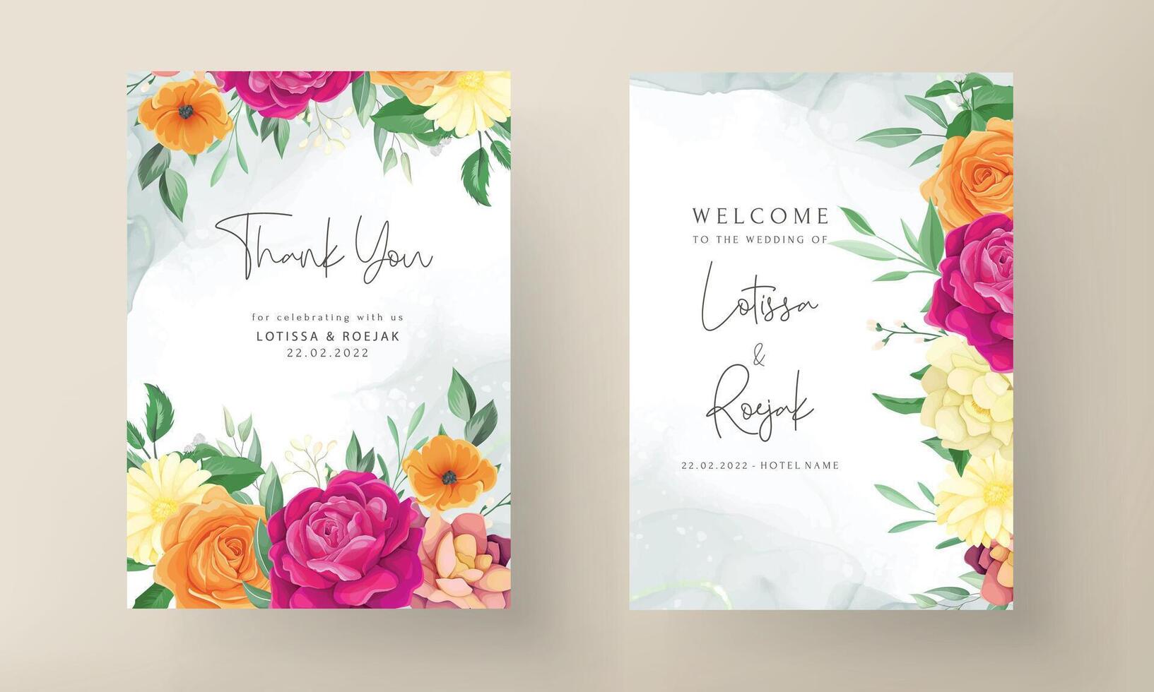 wedding invitation with beautiful flower floral frame vector