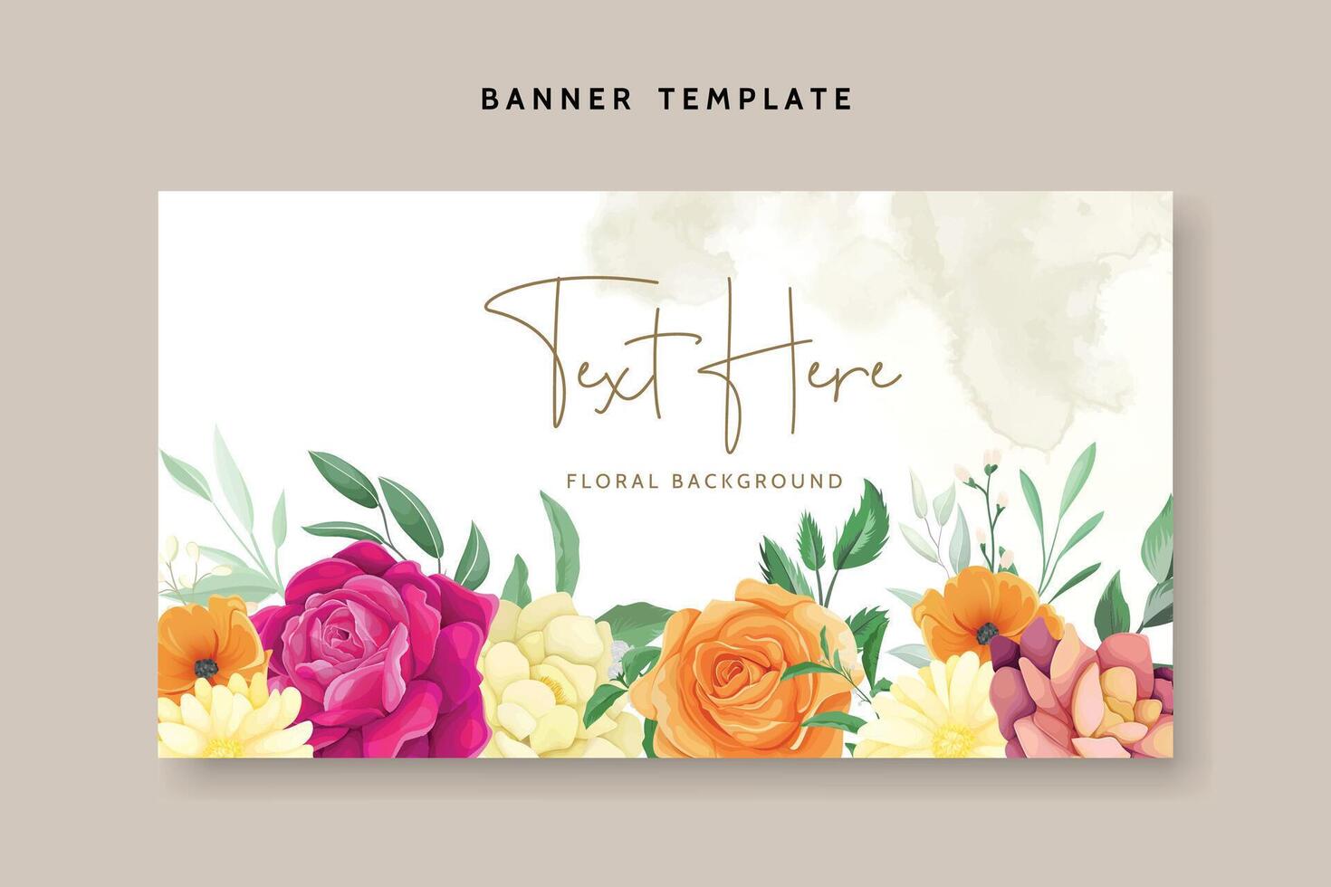 beautiful rose flower and greenery leaves floral background vector