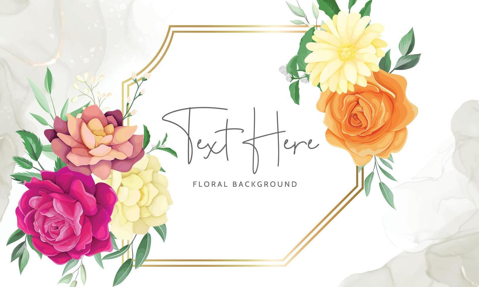 beautiful rose flower and greenery leaves floral background vector