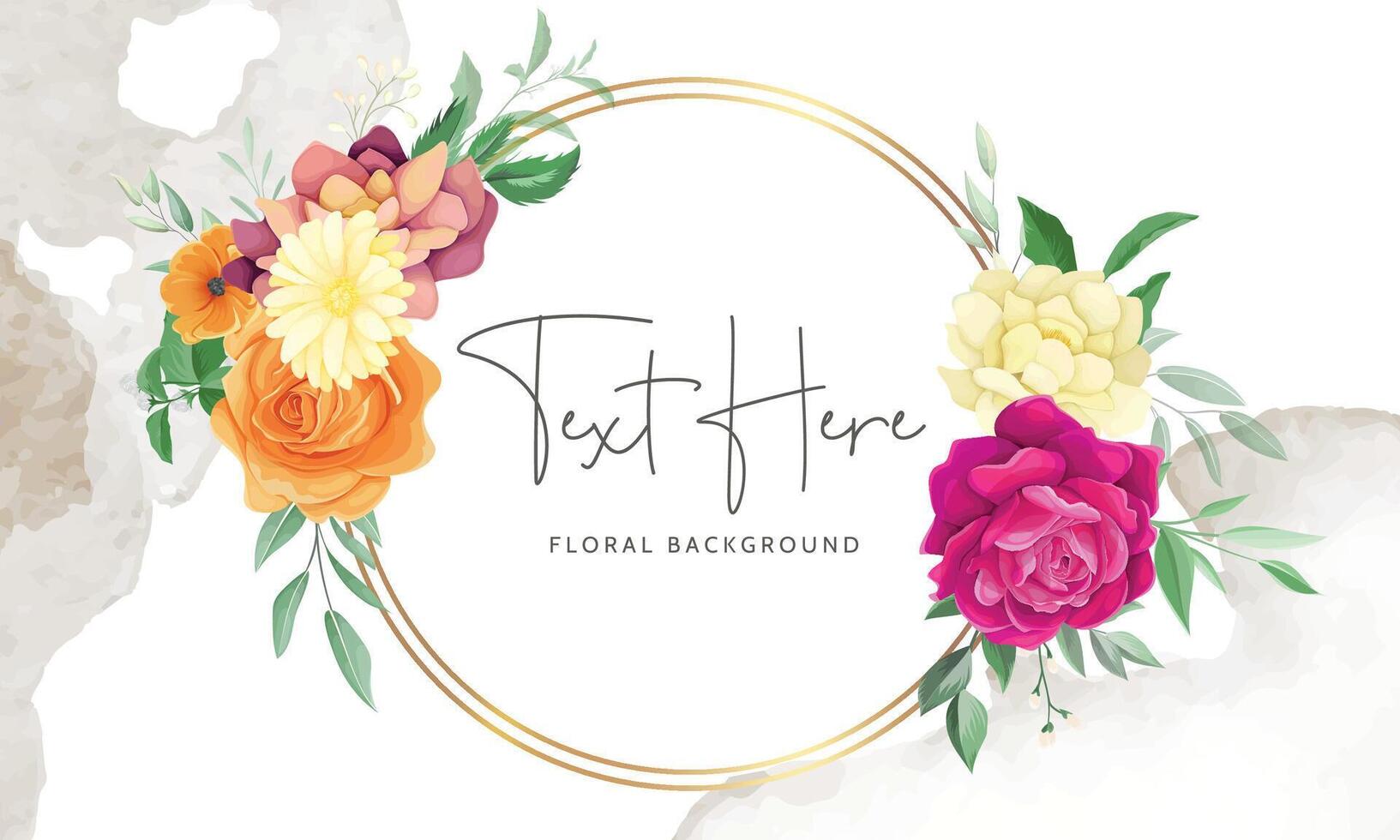 beautiful rose flower and greenery leaves floral background vector