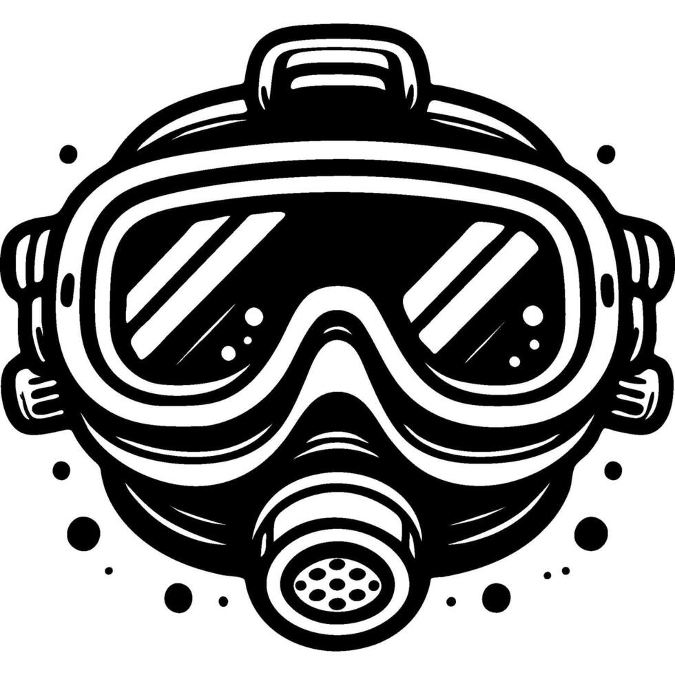 Protective breathing mask in monochrome. Chemical protection uniform. Simple minimalistic in black and white drawing on white background vector