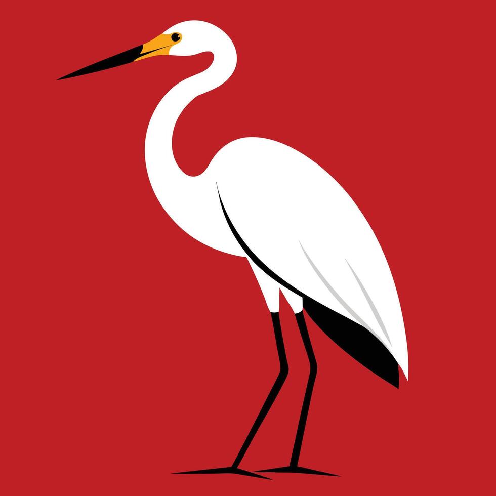 Solid color Great Egret animal design vector