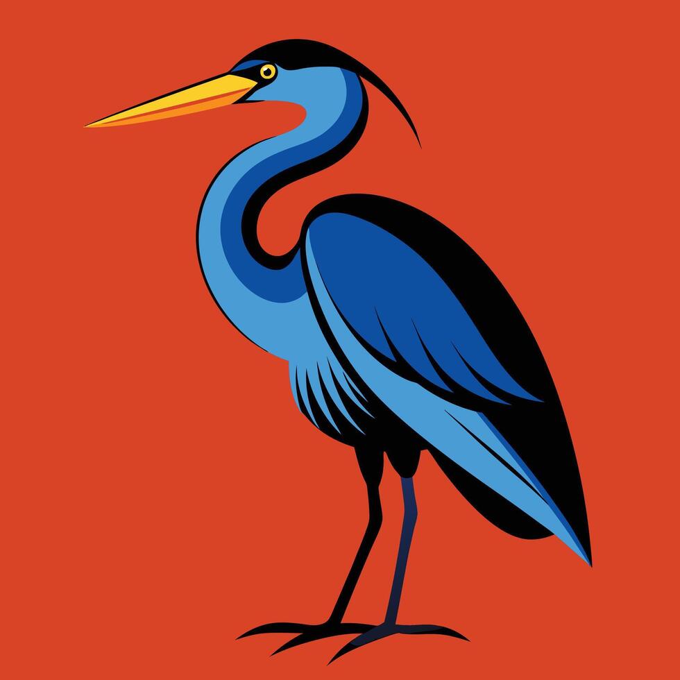 Solid color Great Blue Heron animal design vector