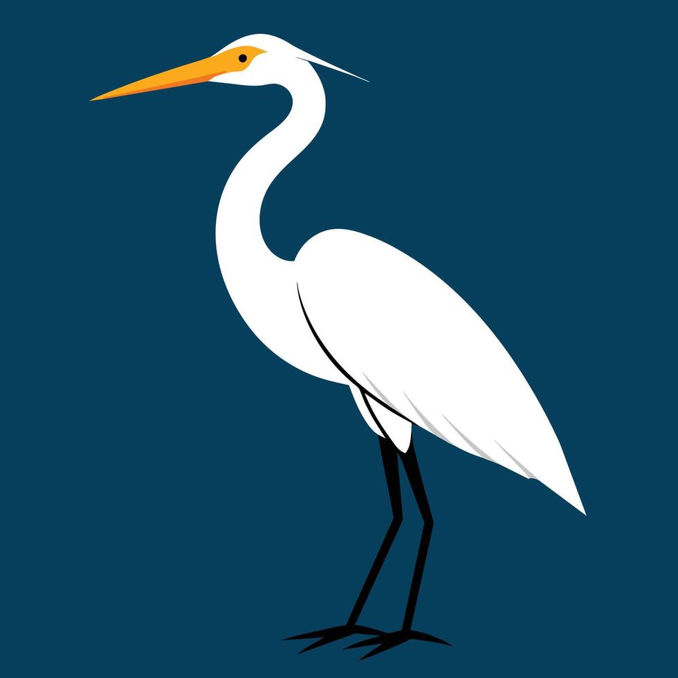 Solid color Great Egret animal design vector