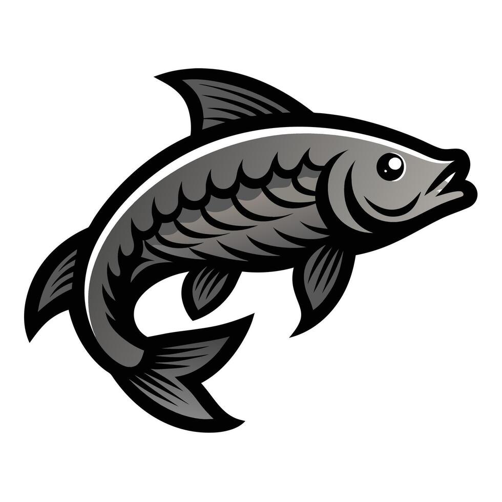 Solid color Grass Carp animal design vector