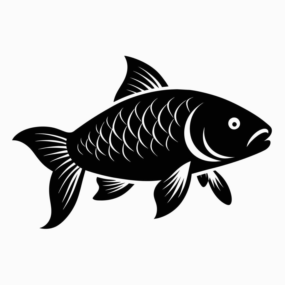 Solid color Grass Carp animal design vector