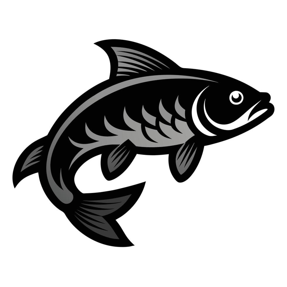 Solid color Grass Carp animal design vector
