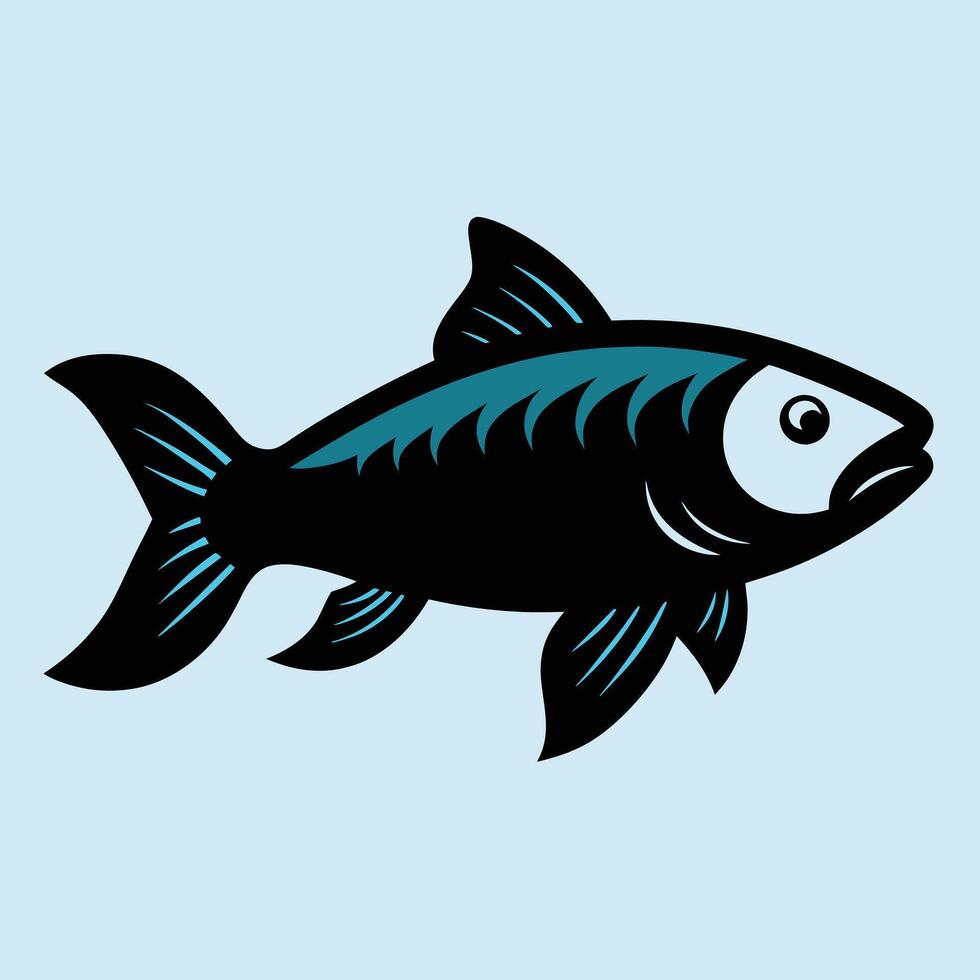 Solid color Grass Carp animal design vector