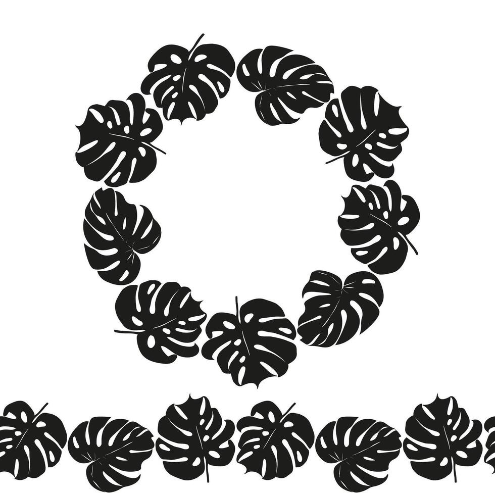 Monstera silhouette leaves vector