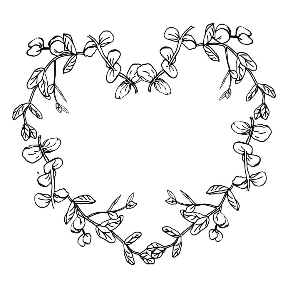 greenery leaves lin art floral illustration vector