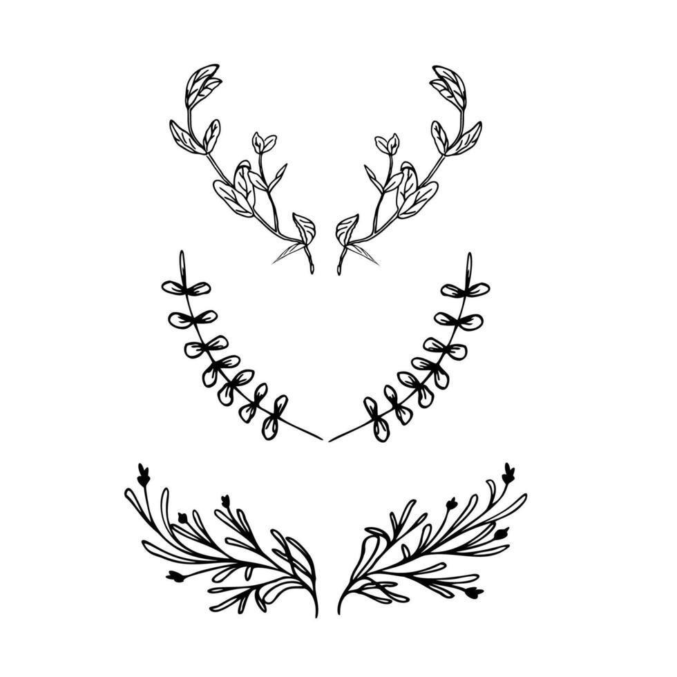 greenery leaves lin art floral illustration vector