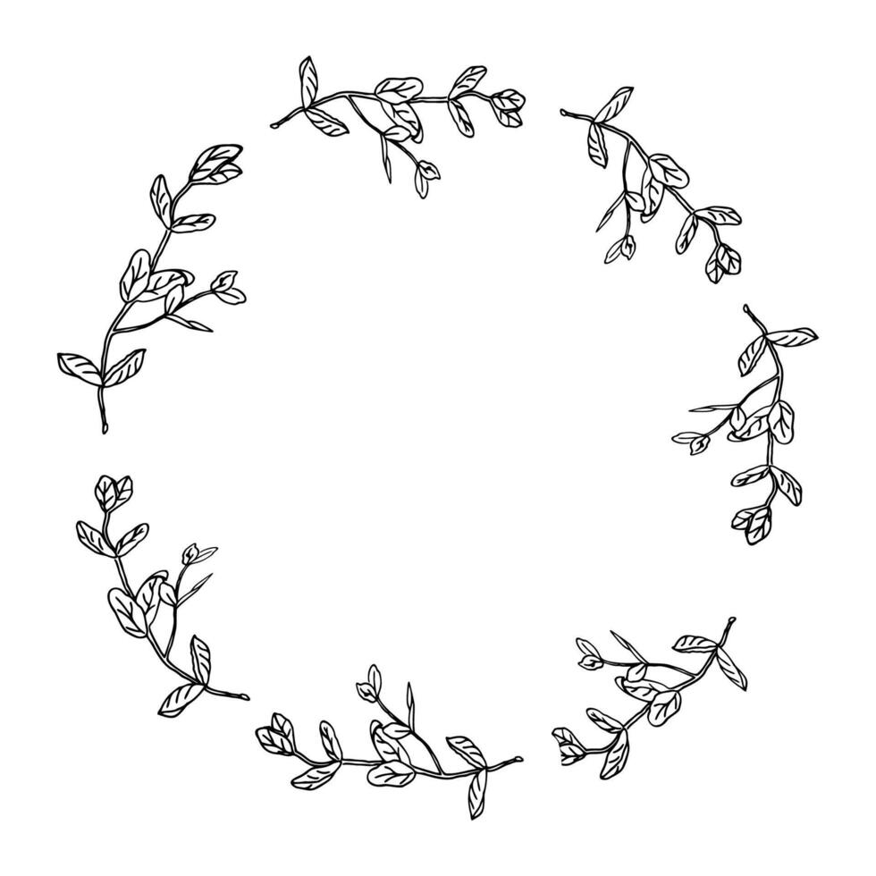 greenery leaves lin art floral illustration vector