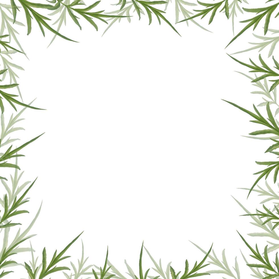 Watercolor greenery leaves frame vector