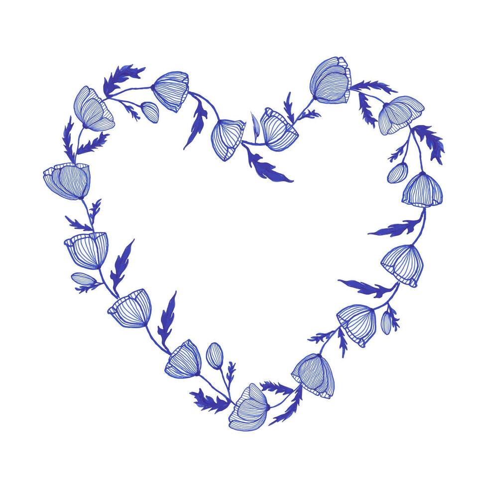 Tulips flower ink hand drawn vector