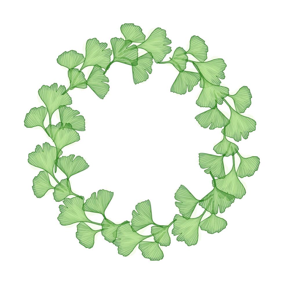 Ginkgo leaves frame for kard or invite vector