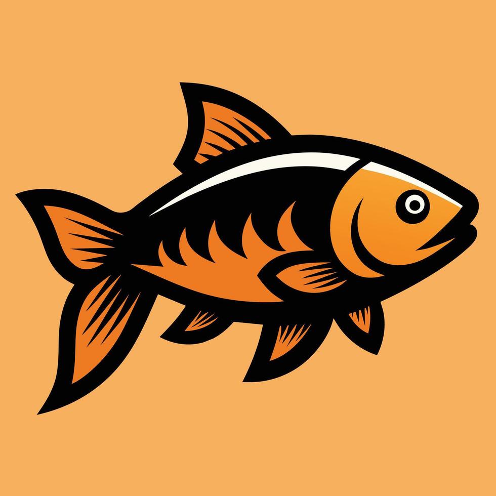 Solid color Grass Carp animal design vector