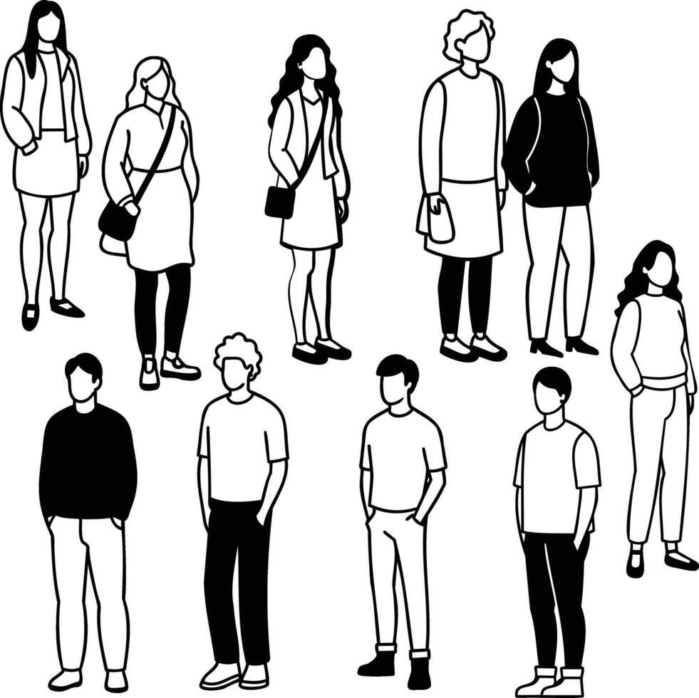 People Casual Daily Life Silhouettes vector