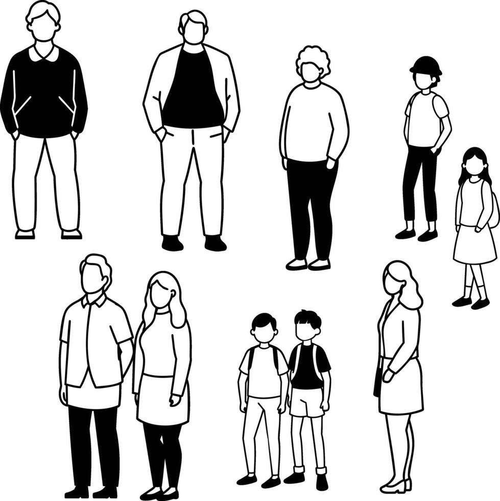 People Casual Daily Life Silhouettes vector