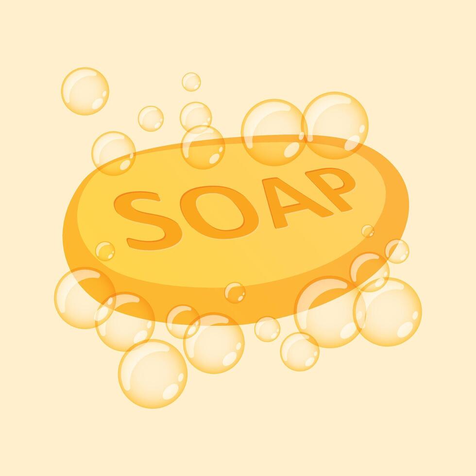 Bar of soap with foam icon in flat style. Cosmetic product for hygienic illustration on isolated background. Toiletries sign business concept. vector