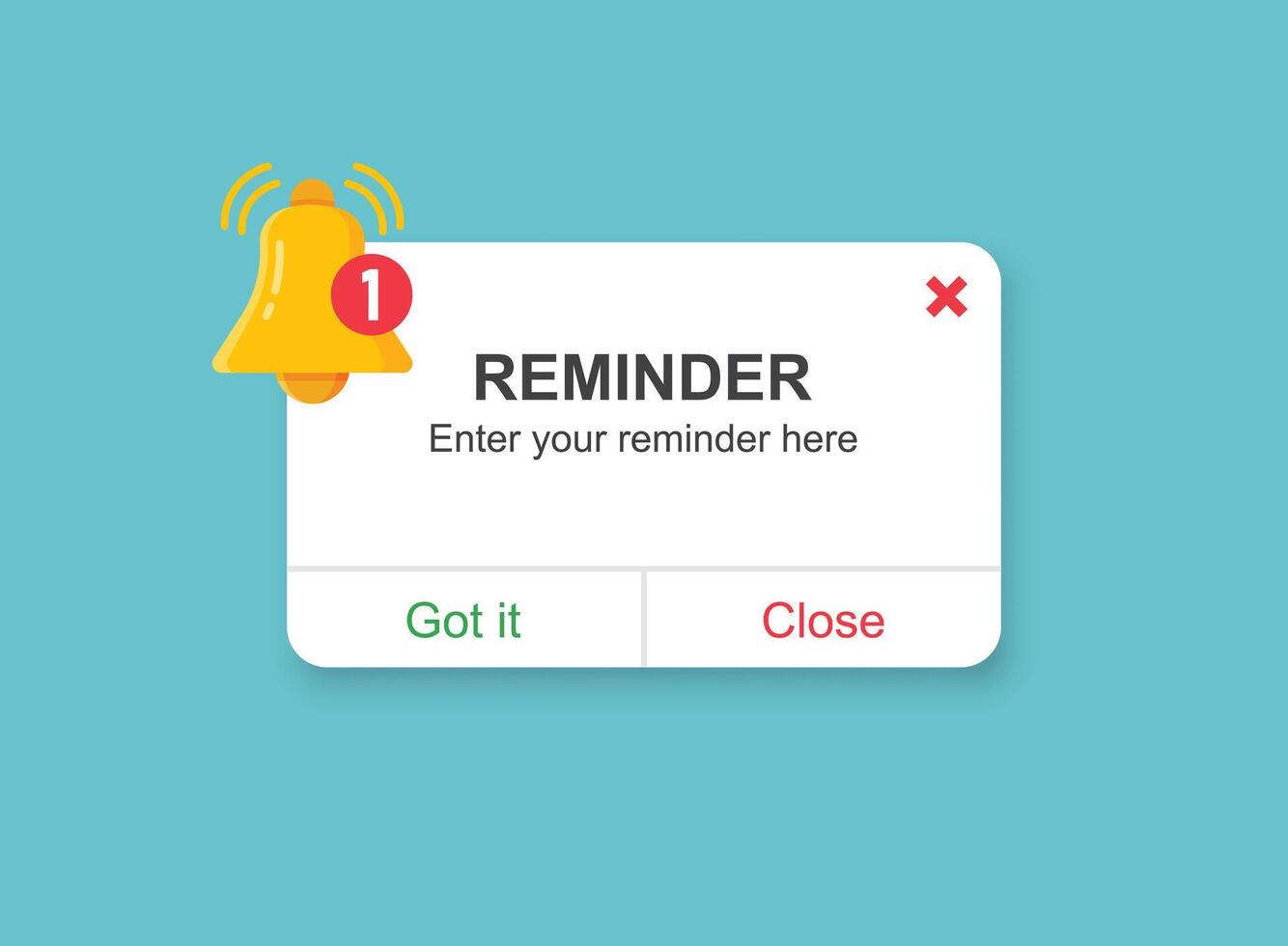 Reminder notifications page with alert bell icon in flat style. Event notice message illustration on isolated background. Announcement notice sign business concept. vector