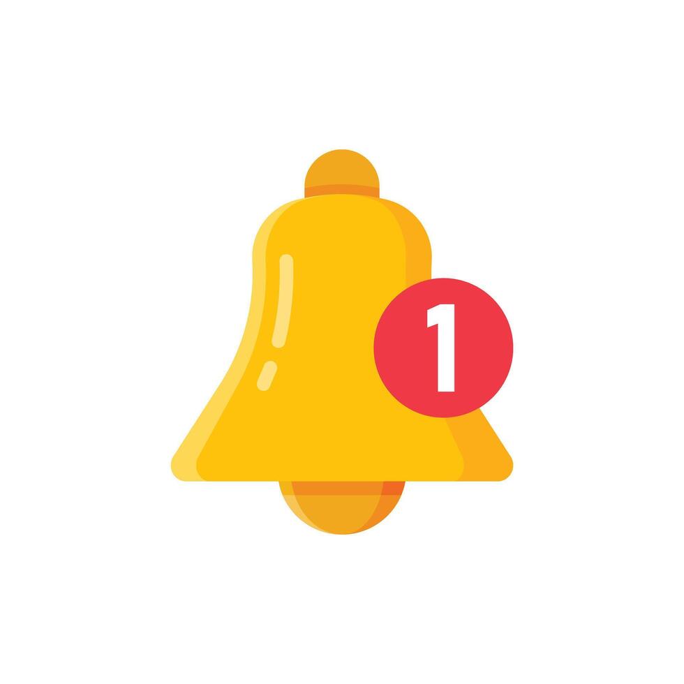 Notification bell icon in flat style. Incoming inbox message illustration on isolated background. Ringing bell sign business concept. vector