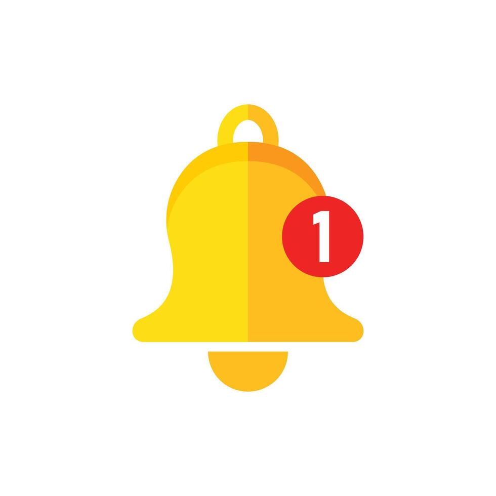 Notification bell icon in flat style. Incoming inbox message illustration on isolated background. Ringing bell sign business concept. vector