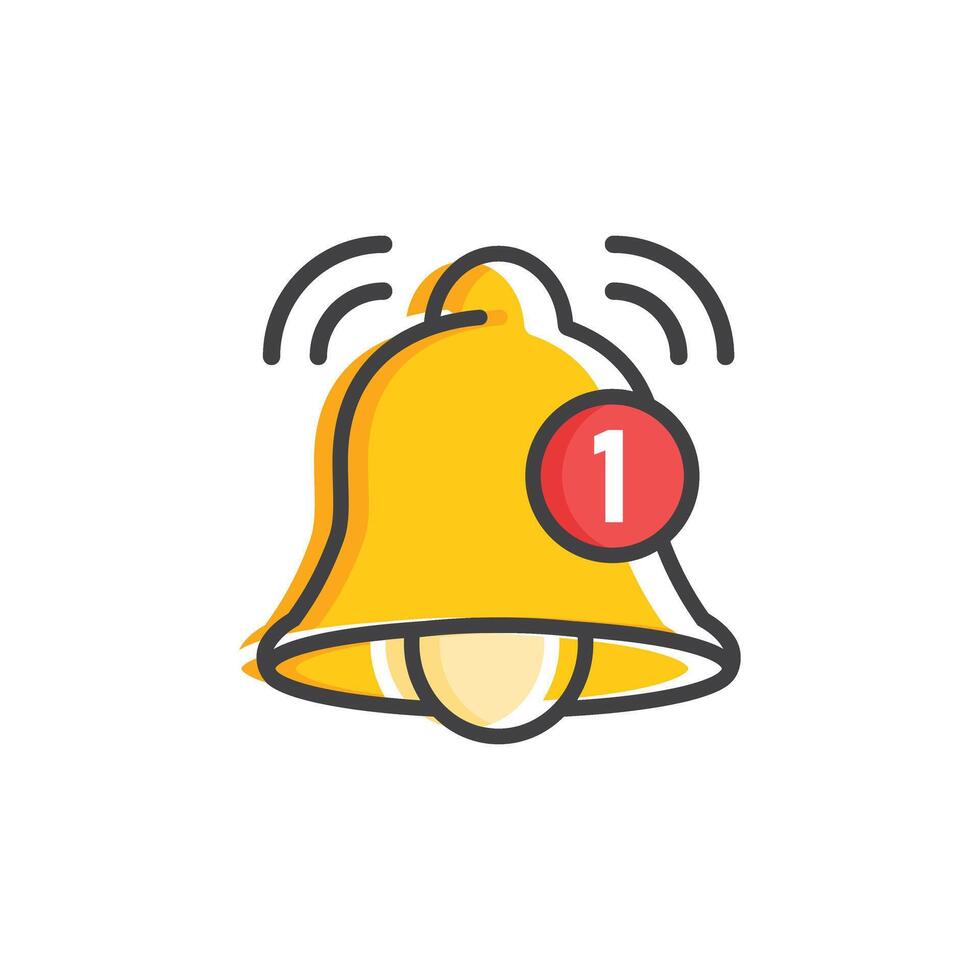 Notification bell icon in flat style. Incoming inbox message illustration on isolated background. Ringing bell sign business concept. vector