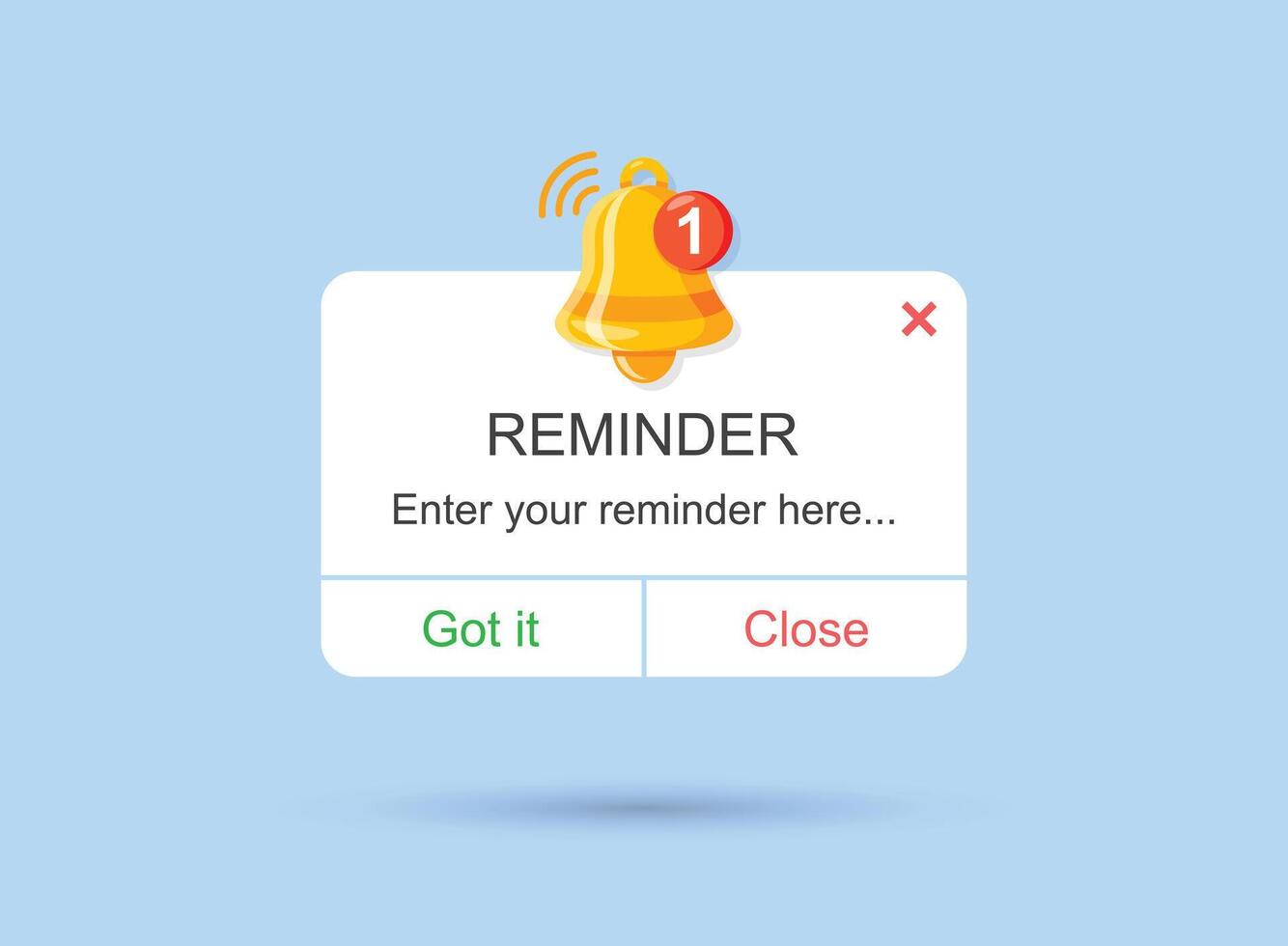 Reminder notifications page with alert bell icon in flat style. Event notice message illustration on isolated background. Announcement notice sign business concept. vector