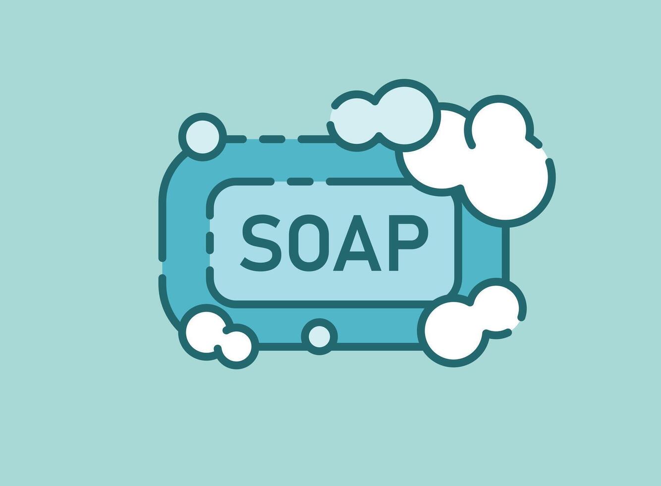 Bar of soap with foam icon in flat style. Cosmetic product for hygienic illustration on isolated background. Toiletries sign business concept. vector