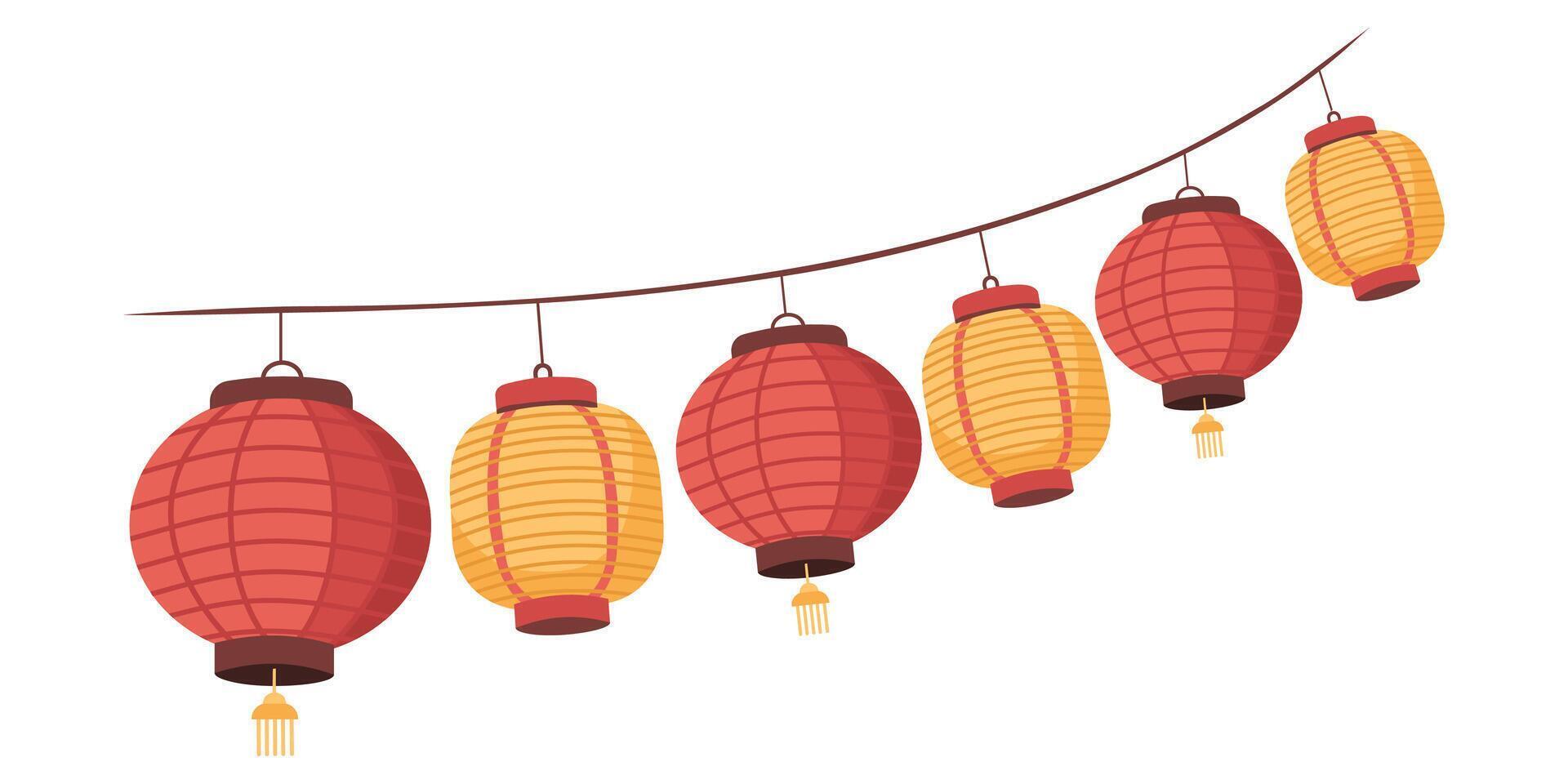 Illustration of a Chinese paper lantern isolated on a white background. vector