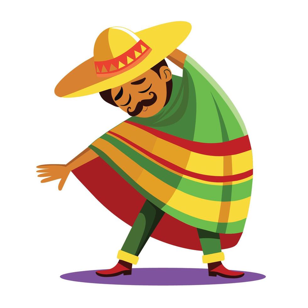 Mexican man in sombrero and poncho illustration graphic design. Cinco De Mayo. vector