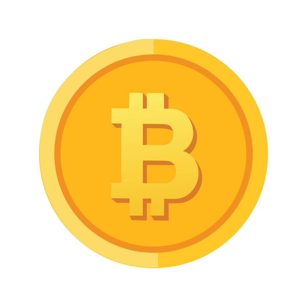 Bitcoin gold coin. Bitcoin cryptocurrency symbol isolated on white background. vector