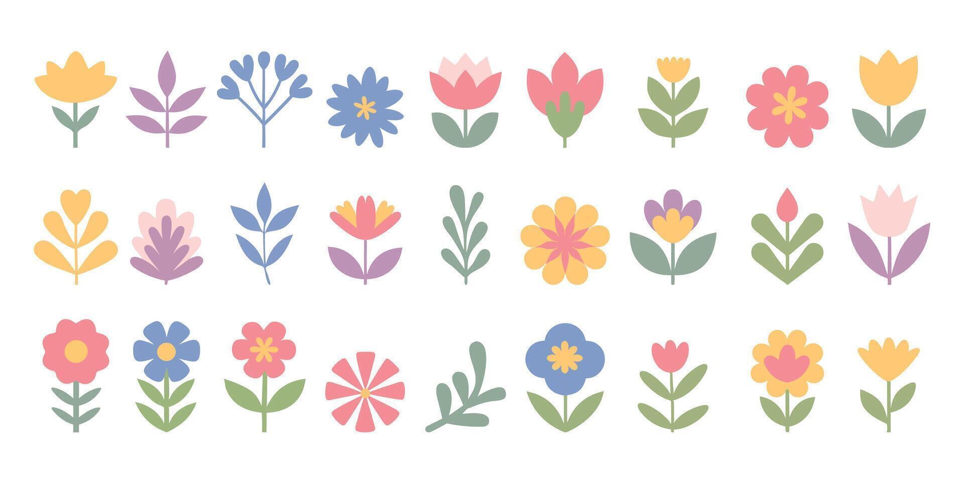 Set of hand drawn flowers and branch. Floral poster, invite. arrangements for greeting card or invitation design vector