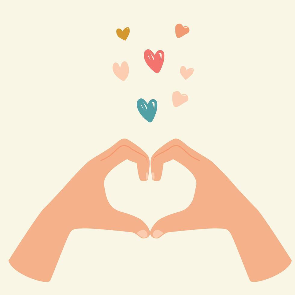 Hands and fingers made in the shape of hearts vector