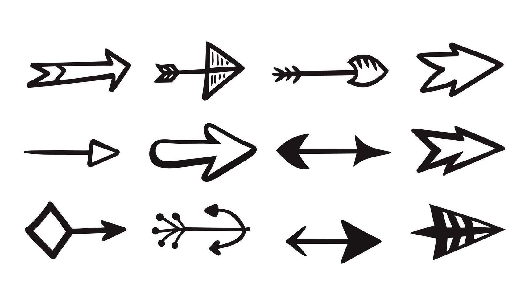 Isolated arrows, hand drawn on a white background vector