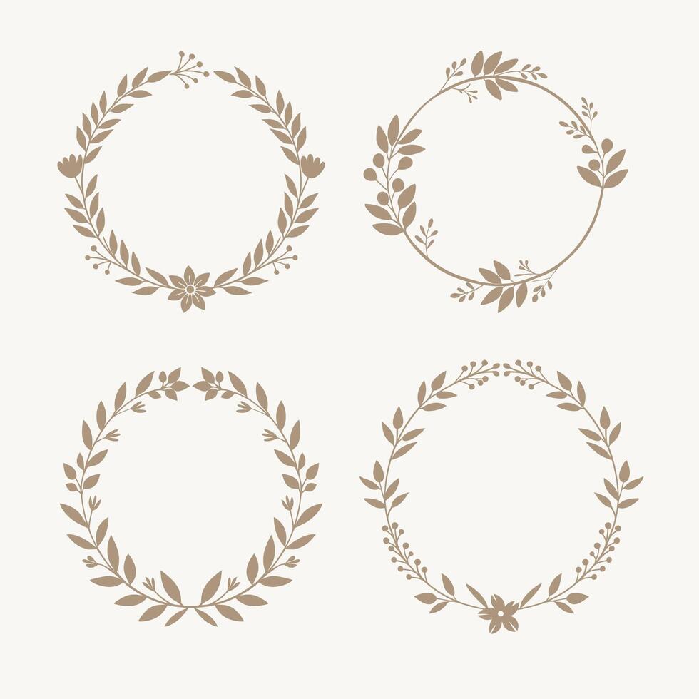 A set of flower wreaths. illustration isolated on a white background. vector