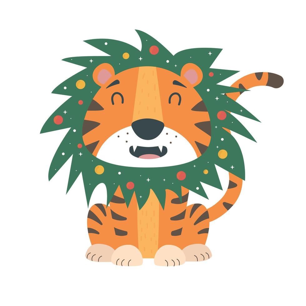 Funny tiger. graphics. Tiger is the symbol of the year vector