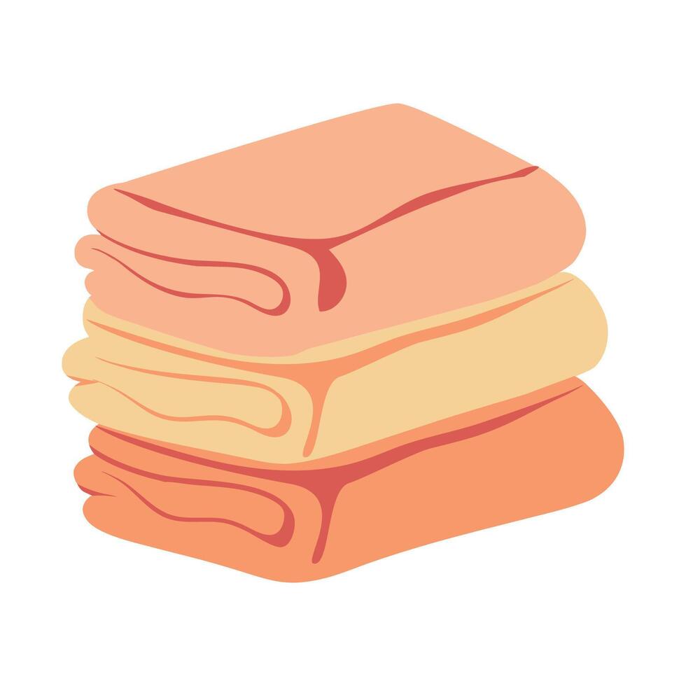 illustration of a stack of towels. A stack of towels. Fabric bath towels. Hand kitchen towels, textile cloth for spa, beach, shower fabric rolls lying in stack. vector