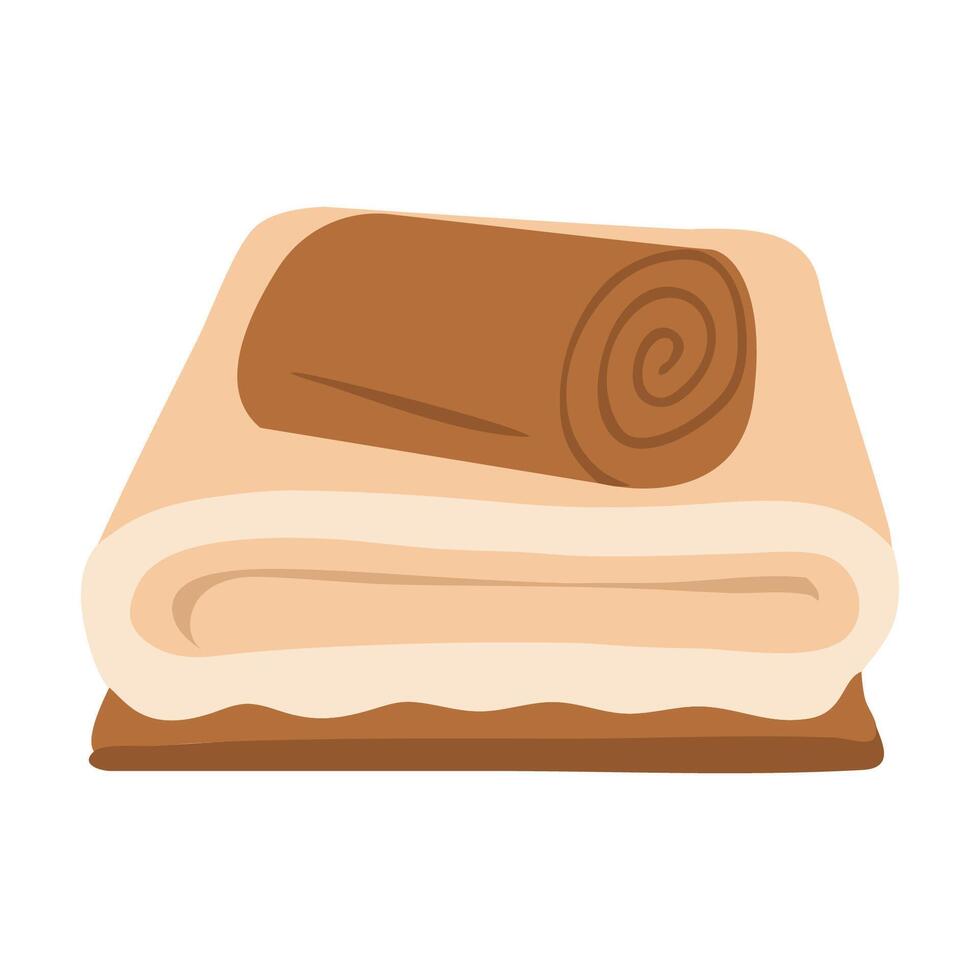 illustration of a stack of towels. A stack of towels. Fabric bath towels. Hand kitchen towels, textile cloth for spa, beach, shower fabric rolls lying in stack. vector