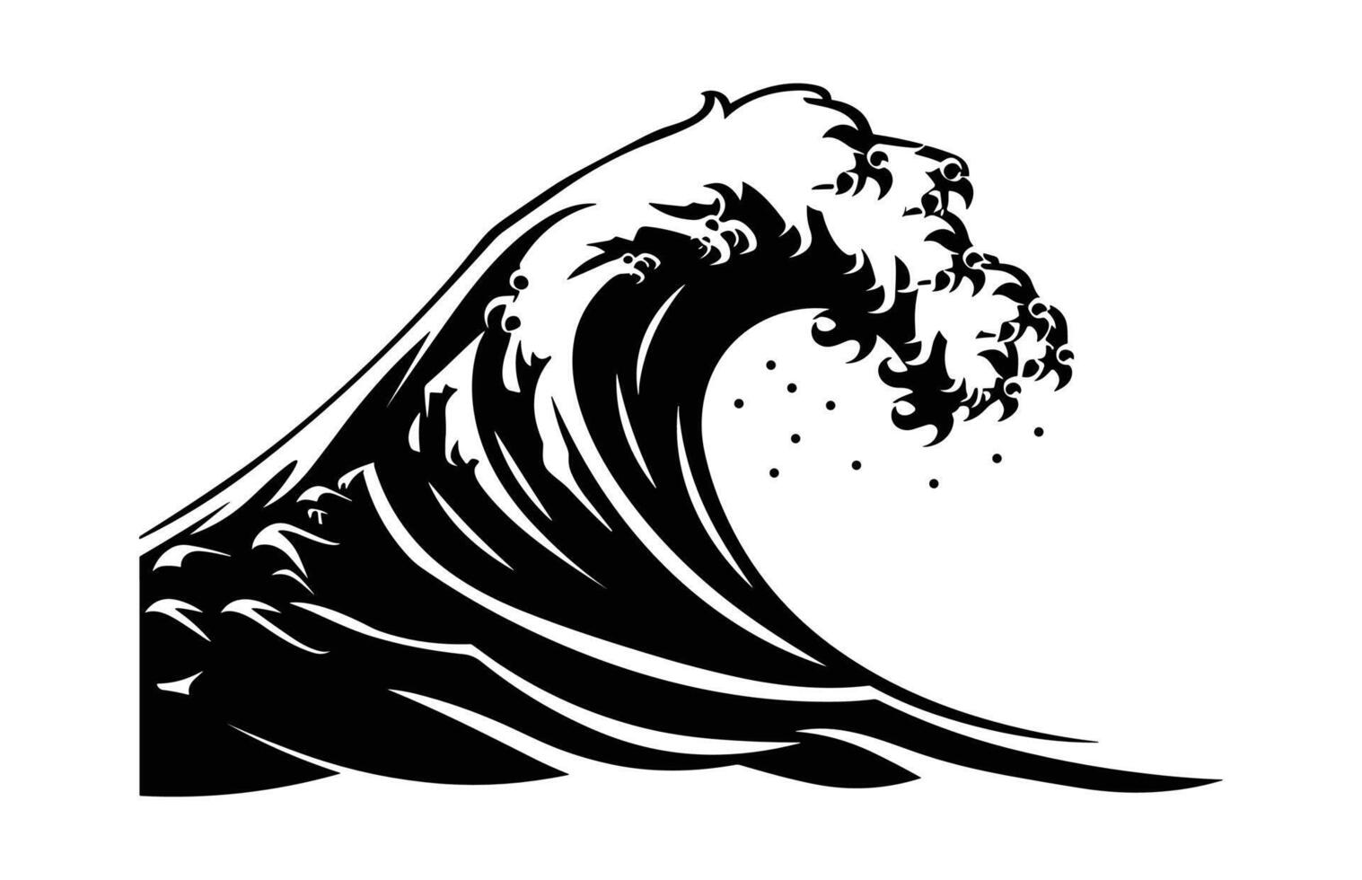 Sea Wave Silhouette black Clipart isolated on a white background vector