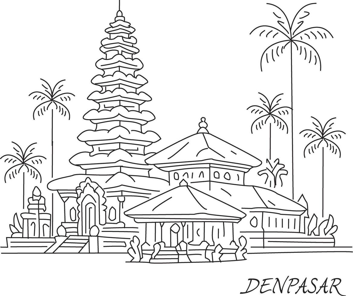 Denpasar City Line Draw vector